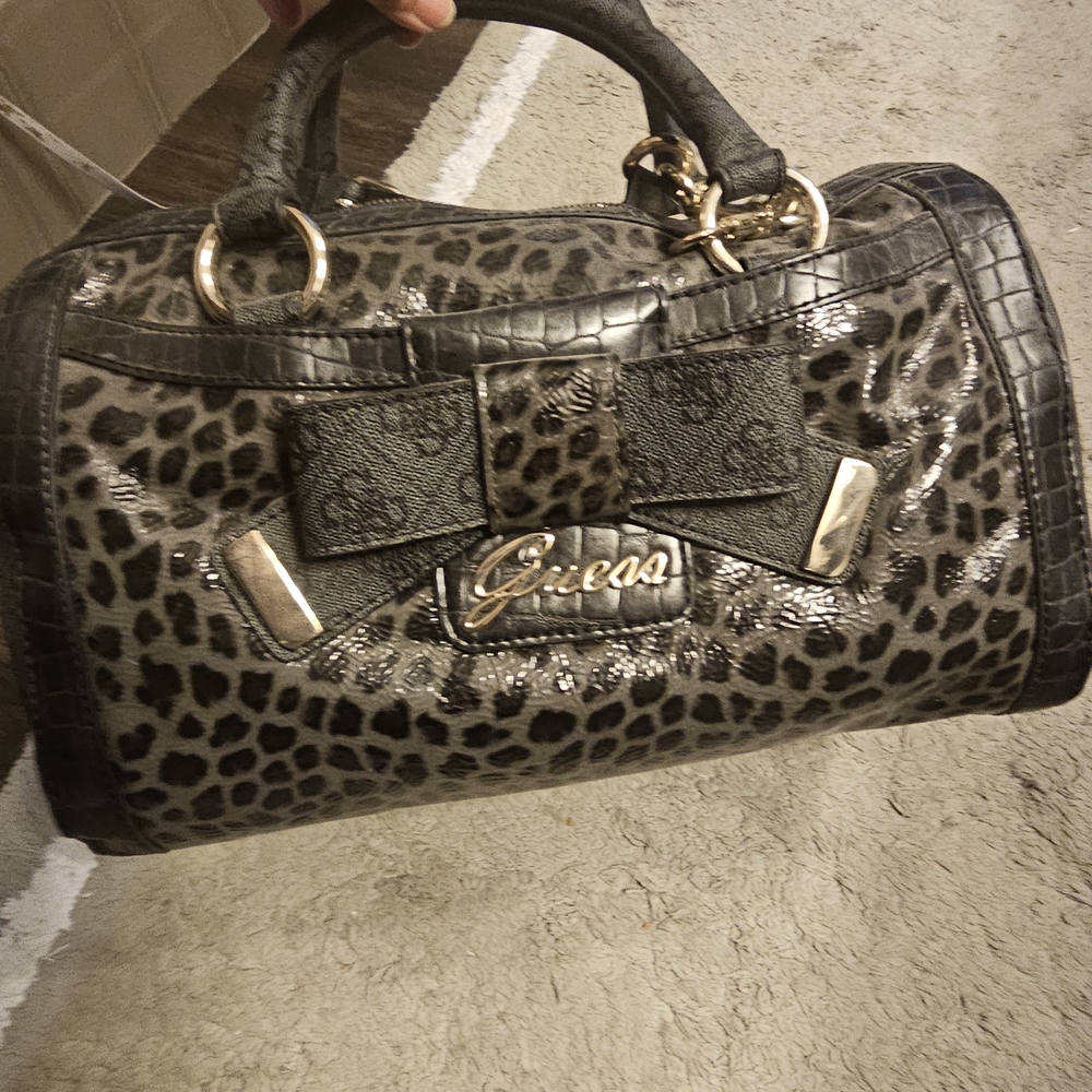Guess Black Leopard Print Women's Bag